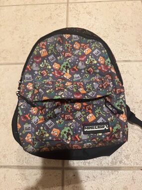 Zara Kids Minecraft Print Backpack in Gray, Green, Orange